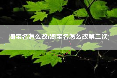 淘宝名怎样改，淘宝名怎样改第二次？